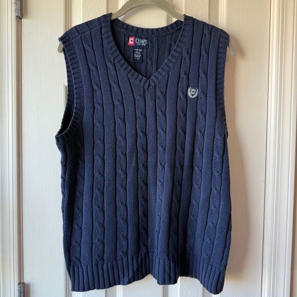 Chaps Youth Boys Navy Blue Sweater Vest V-Neck Large 14-16 - Picture 2 of 7